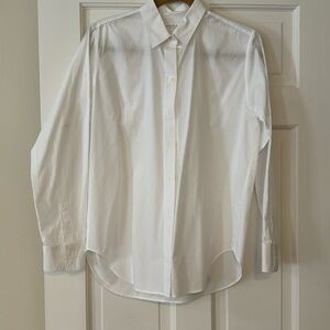 Woman’s white cotton button down shirt